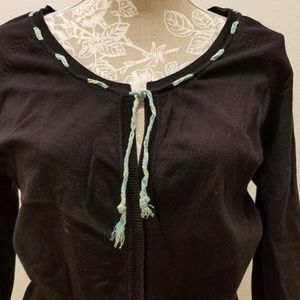 Silk Blend Black Tie Front Cardigan